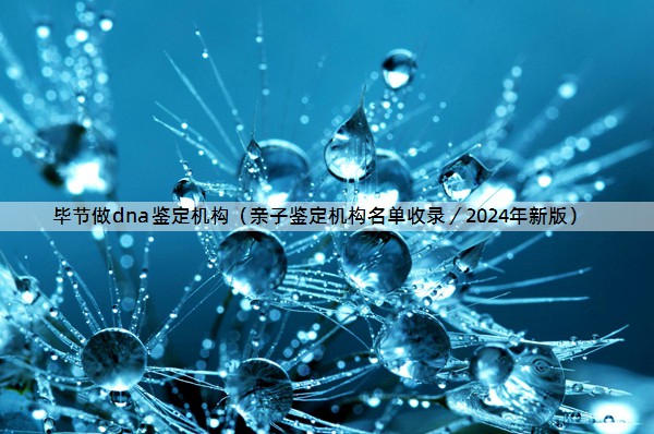 毕节做dna鉴定机构（亲子鉴定机构名单收录／2024年新版）